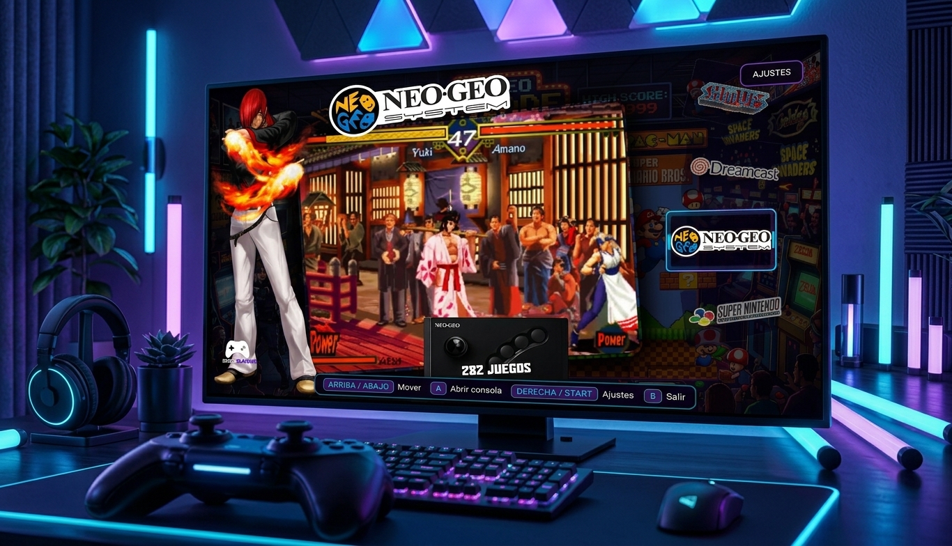 NexoGame para Android TV Box en una pantalla grande con control